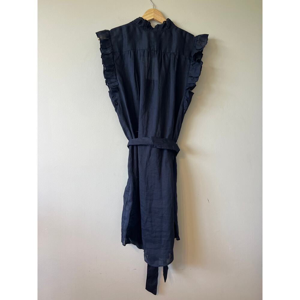 NWT Frame Lauren Ruffled Sleeveless Mini Dress Women's Navy Blue Size: Large - Picture 8 of 11